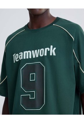 Camiseta Screen Oversize  Para Hombre Verde Seven Seven