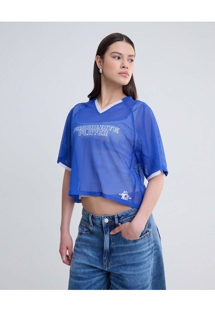 Camiseta Boxy    Para Mujer Azul Seven Seven