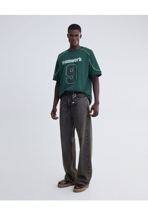 Camiseta Screen Oversize  Para Hombre Verde Seven Seven