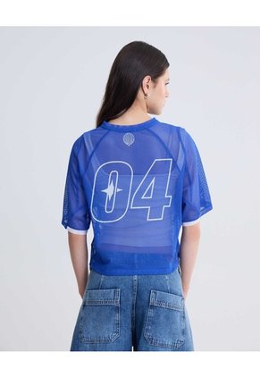 Camiseta Boxy Para Mujer Azul Seven Seven