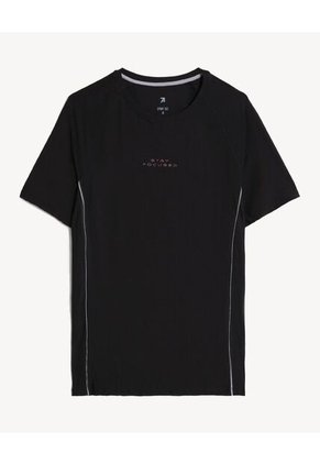 Camiseta Deportiva Texturizada Para Hombre Negro Seven Seven