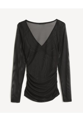 Camiseta En Mesh Para Mujer Negro Seven Seven