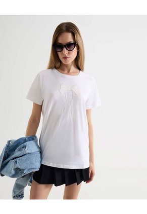 Camiseta Para Mujer Manga Corta Cuello Redondo Color Crudo Marca Seven Seven #28096358