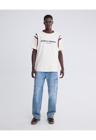 Jean Loose Cargo Con Desgaste  Para Hombre Azul Seven Seven Seven Seven
