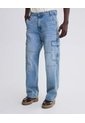 Jean Loose Cargo Con Desgaste  Para Hombre Azul Seven Seven de Seven Seven