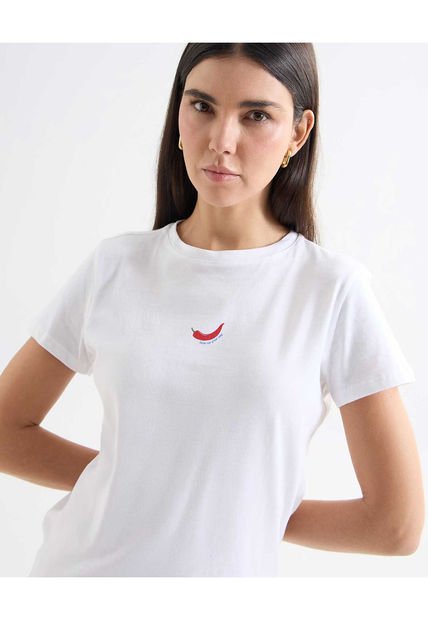 Camiseta Para Mujer Manga Corta Cuello Redondo Color Crudo Marca Seven Seven #28096215