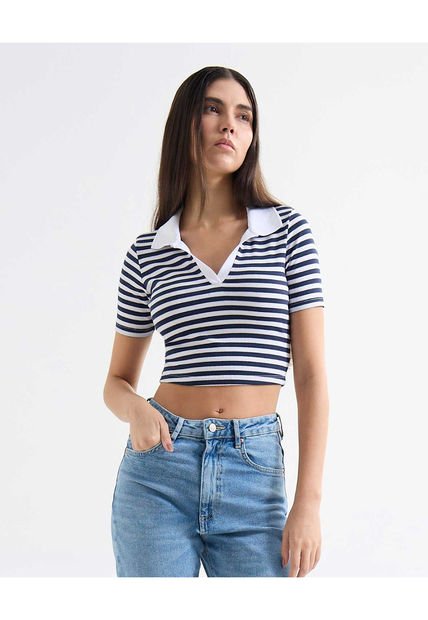 Camiseta Para Mujer Manga Corta Moda Color Azul Marca Seven Seven #28096198