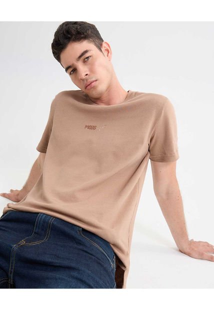 Camiseta Para Hombre Manga Corta Cuello Redondo Color Taupe Marca Seven Seven #45092660