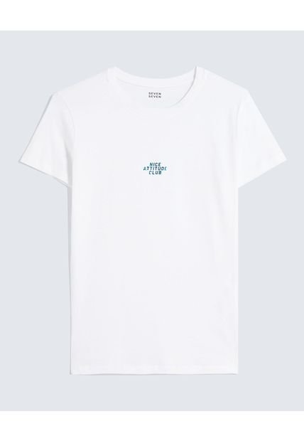 Camiseta Para Mujer Manga Corta Cuello Redondo Color Marfil Marca Seven Seven #28096366