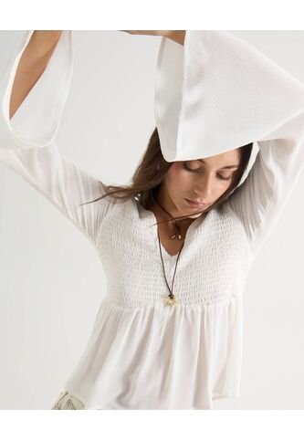 Blusa Para Mujer Manga Larga Color Crudo Marca Seven Seven #28124058 Seven Seven