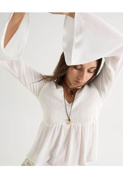 Blusa Para Mujer Manga Larga Color Crudo Marca Seven Seven #28124058