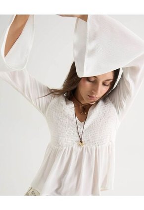 Blusa Para Mujer Manga Larga Color Crudo Marca Seven Seven #28124058