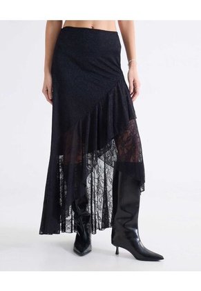 Falda Para Mujer Largo Color Negro Marca Seven Seven #28140961