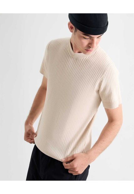Camiseta Para Hombre Manga Corta Cuello Redondo Color Arena Marca Seven Seven #45092693