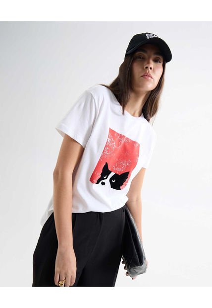 Camiseta Para Mujer Manga Corta Cuello Redondo Color Crudo Marca Seven Seven #28096209