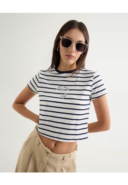 Camiseta Para Mujer Manga Corta Cuello Redondo Color Azul Marca Seven Seven #28096294