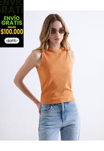 Camiseta  Para Mujer Manga Sisa Cuello Redondo Color Naranja Marca Seven Seven #28096561 Seven Seven