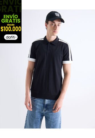 Polo  Para Hombre Cuello Tejido Sin Bolsillo Color Negro Marca Seven Seven #45110922 Seven Seven