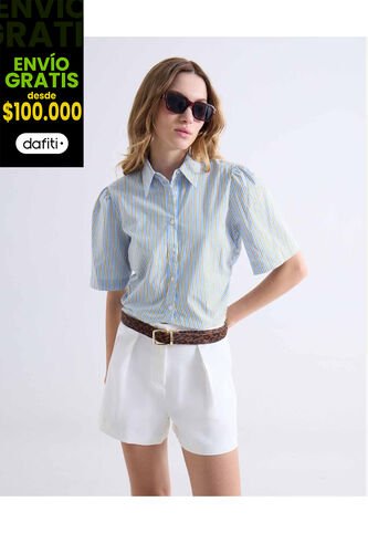 Blusa  Para Mujer Manga Corta Color Azul Marca Seven Seven #28124123 Seven Seven