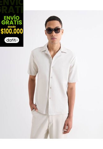 Camisa  Para Hombre Manga Corta Sin Bolsillo Cuello Resort Color Gris Marca Seven Seven #45012191 Seven Seven