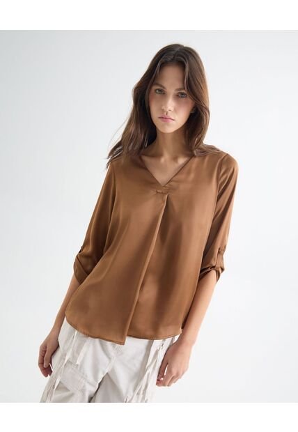 Blusa Para Mujer Manga 3/4 Color Taupe Marca Seven Seven #28124029