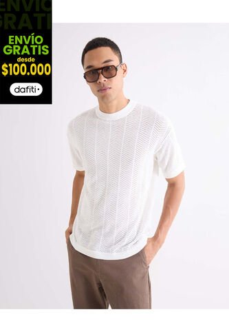 Camiseta  Para Hombre Manga Corta Cuello Redondo Color Hueso Marca Seven Seven #45092715 Seven Seven