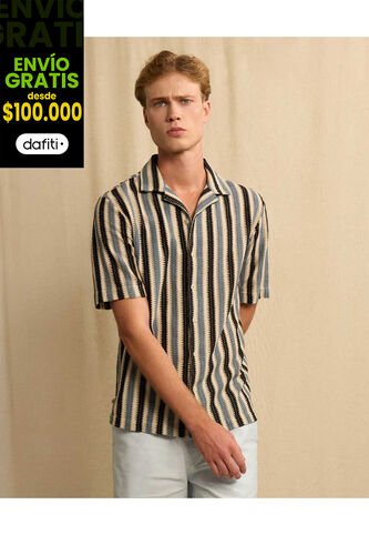 Camisa  Para Hombre Manga Corta Sin Bolsillo Cuello Resort Color Azul Marca Seven Seven #45012184 Seven Seven