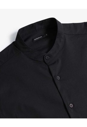Camisa  Para Hombre Manga Larga Sin Bolsillo Cuello Neru Color Negro Marca Seven Seven #45012219