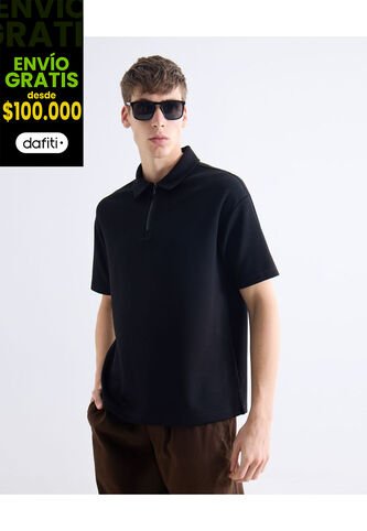 Polo  Para Hombre Cuello Maquina Sin Bolsillo Color Negro Marca Seven Seven #45110966 Seven Seven