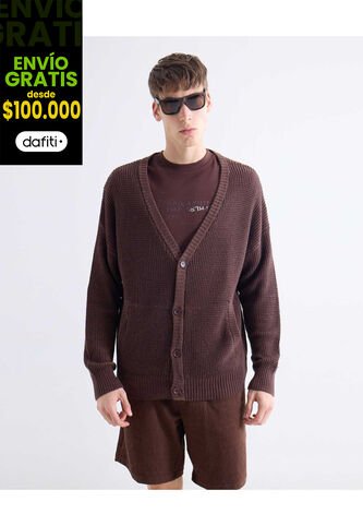 Saco  Para Hombre Cardigan Color Café Marca Seven Seven #45330266 Seven Seven