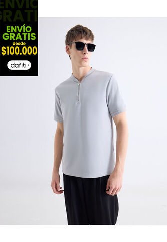 Polo  Para Hombre Cuello Tejido Sin Bolsillo Color Gris Marca Seven Seven #45110921 Seven Seven