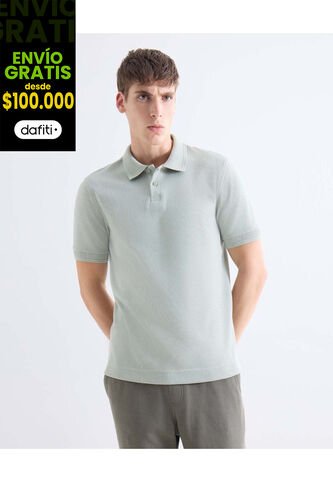 Polo  Para Hombre Cuello Tejido Sin Bolsillo Color Verde Marca Seven Seven #45110948 Seven Seven