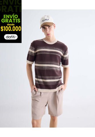 Camiseta  Para Hombre Manga Corta Cuello Redondo Color Café Marca Seven Seven #45092816 Seven Seven