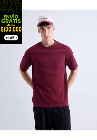 Camiseta  Para Hombre Manga Corta Cuello Redondo Color Vino Marca Seven Seven #45092847 Seven Seven