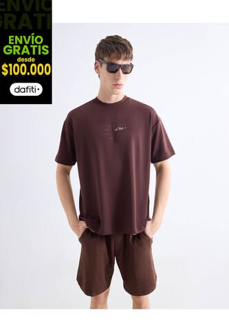 Camiseta  Para Hombre Manga Corta Cuello Redondo Color Café Marca Seven Seven #45092874 Seven Seven