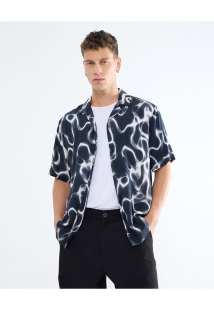 Camisa Para Hombre Manga Corta  Color Negro Marca Seven Seven #45012080