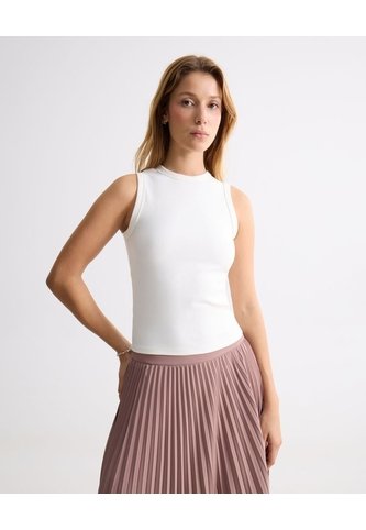 Camiseta Larga En Rib  Para Mujer Blanco Seven Seven Seven Seven