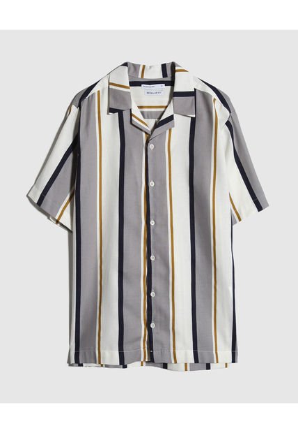 Camisa Para Hombre Manga Corta  Color Gris Oscuro Marca Seven Seven #45012048