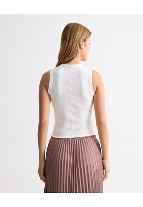 Camiseta Larga En Rib  Para Mujer Blanco Seven Seven