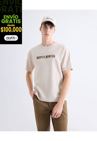 Camiseta  Para Hombre Manga Corta Cuello Redondo Color Arena Marca Seven Seven #45092858 Seven Seven