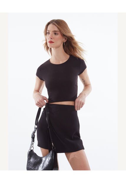 Camiseta Para Mujer Manga Corta Color Negro Marca Seven Seven #28095574