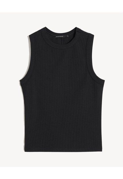 Camiseta Larga En Rib  Para Mujer Negro Seven Seven