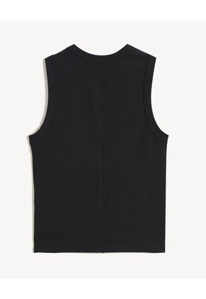 Camiseta Larga En Rib  Para Mujer Negro Seven Seven