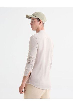 Camisa Para Hombre Manga Larga Sin Bolsillo Cuello Neru Color Piel Marca Seven Seven #45012118