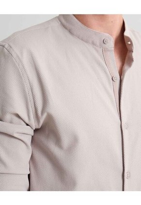 Camisa Para Hombre Manga Larga Sin Bolsillo Cuello Neru Color Piel Marca Seven Seven #45012118