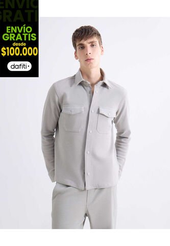 Camisa  Para Hombre Sobrecamisa Manga Larga Color Gris Marca Seven Seven #45012202 Seven Seven