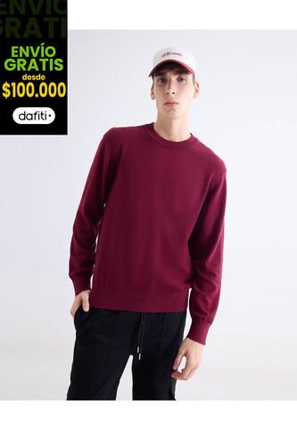 Saco  Para Hombre Cuello Redondo Color Vino Marca Seven Seven #45330256 Seven Seven