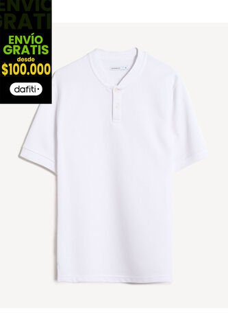 Polo  Para Hombre Cuello Tejido Sin Bolsillo Color Blanco Marca Seven Seven #45110932 Seven Seven