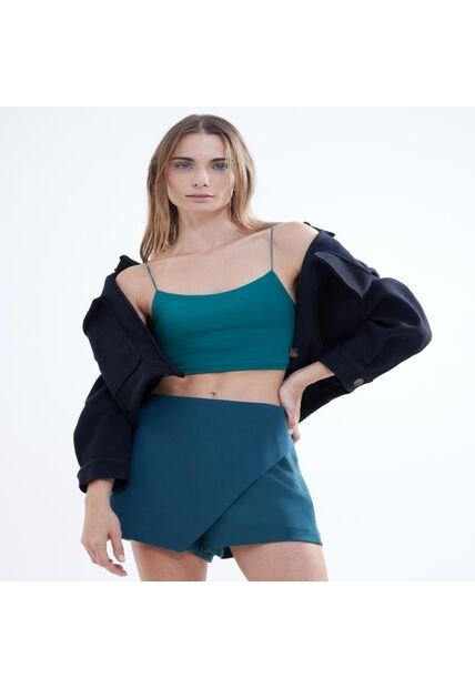 Crop Top Para Mujer Manga Sisa Color Verde Oscuro Marca Seven Seven #28095714