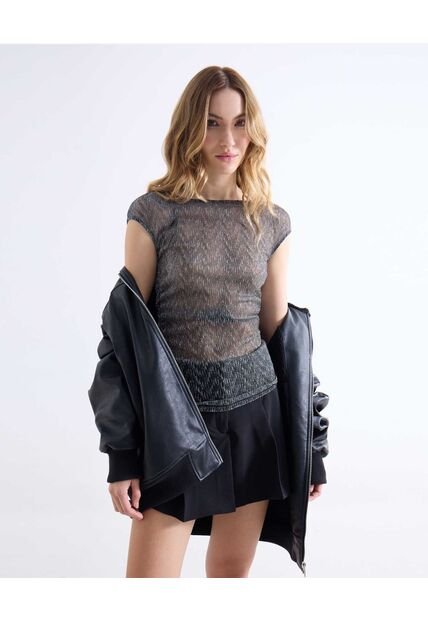 Camiseta  Para Mujer Manga Corta Cuello Redondo Color Gris Marca Seven Seven #28096591